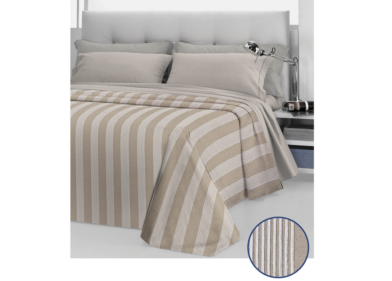 Copriletto Copritutto In Cotone Disegno Ginevra Colore Beige - Piazza e Mezza - Beige