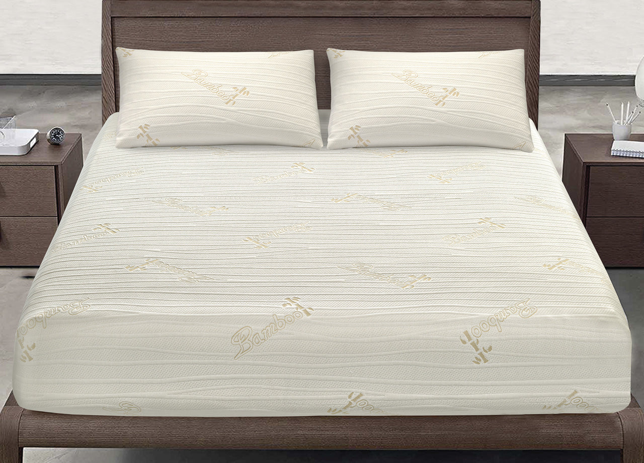 Coprimaterasso Traspirante Antibatterico Con Angoli Elasticizzati Modello Bamboo - Matrimoniale - Bamboo