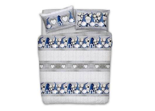 Copripiumino Sacco Piumone Pensieri Delicati 100% Cotone Disegno Gnomi - Matrimoniale - Blu