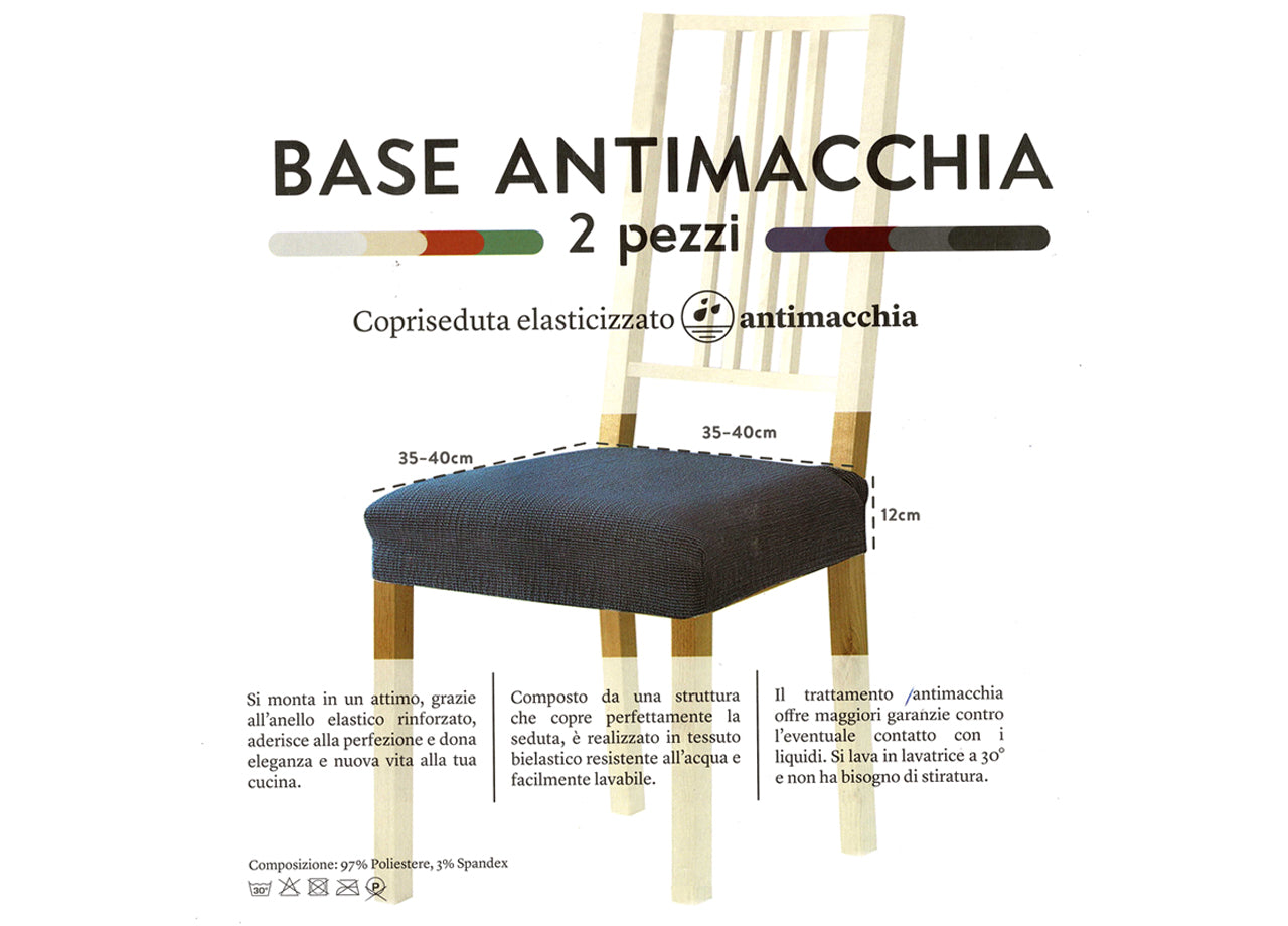 Coppia Copriseduta Per Sedie Tessuto Antimacchia Tinta Unita Mod. Easy Sassi