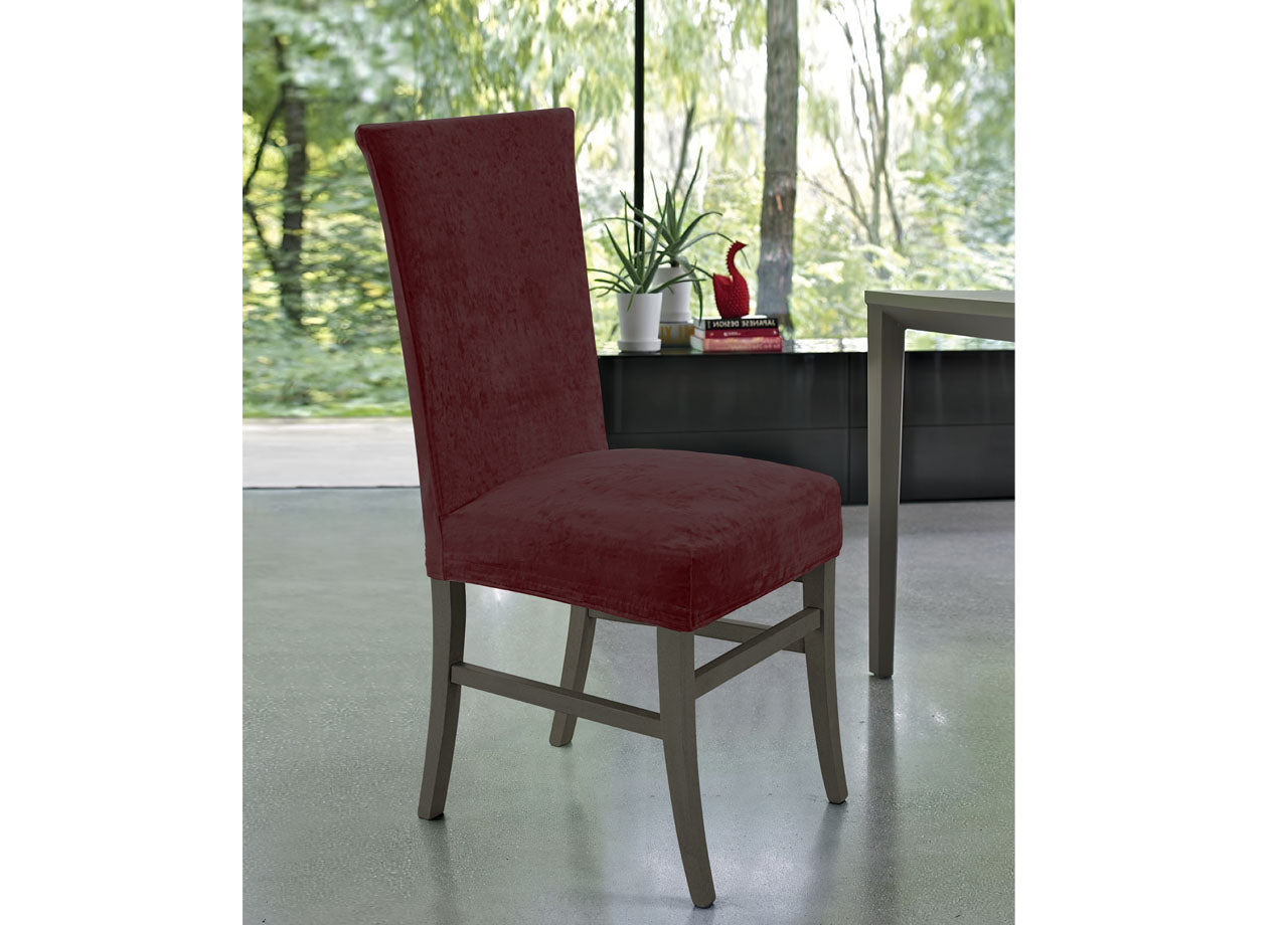 Set 2 Coprisedia Con Schienale Tinta Unita Effetto Velluto Morbidissimo Granata