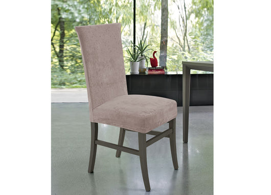 Set 2 Coprisedia Con Schienale Tinta Unita Effetto Velluto Morbidissimo Cipria