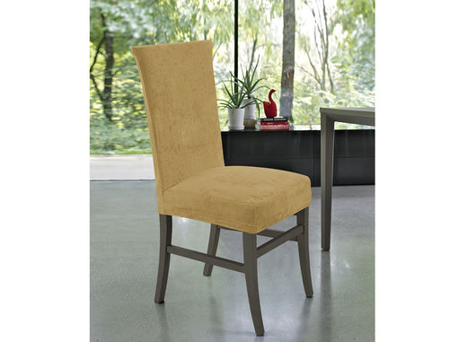 Set 2 Coprisedia Con Schienale Tinta Unita Effetto Velluto Morbidissimo Oro