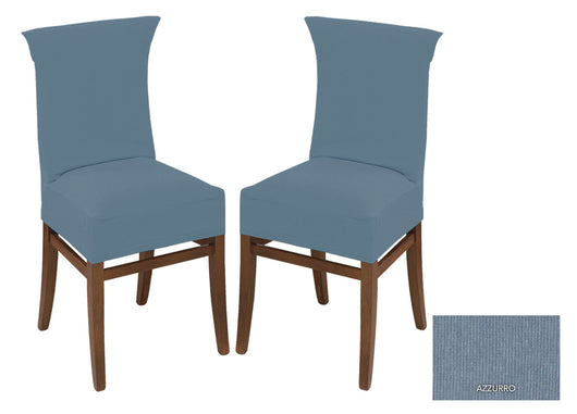 Coppia Coprisedia Con Schienale New York In Tinta Unita L.T - Coprisedia Alta - Azzurro