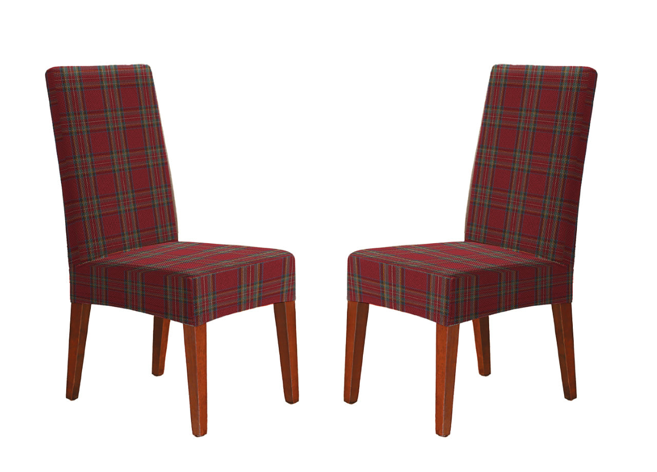 Coppia Coprisedia Con Schienale Antimacchia Scozzese Rosso Tartan Perth