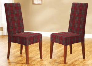 Coppia Coprisedia Con Schienale Antimacchia Scozzese Rosso Tartan Perth