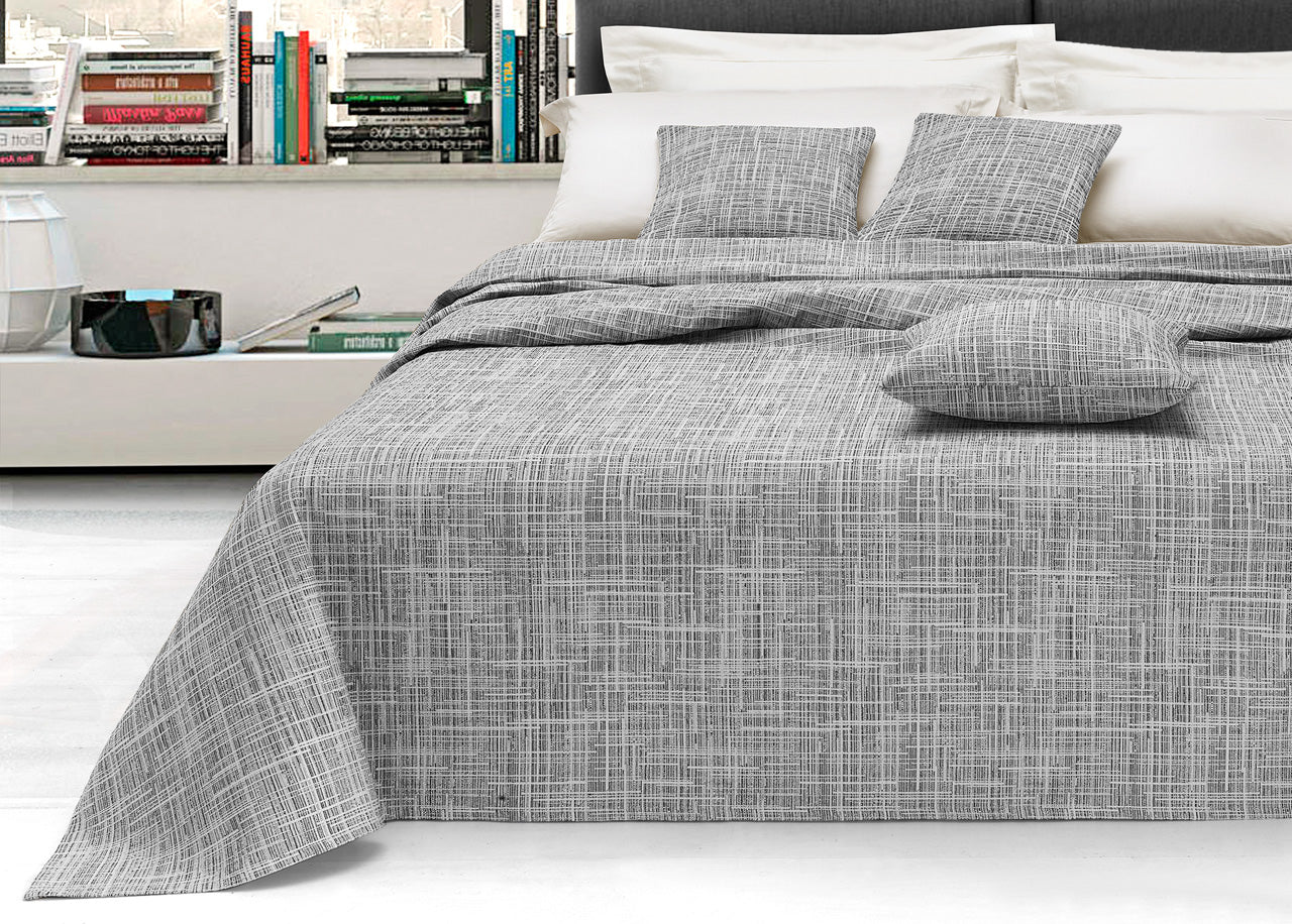 Telo Arredo Copridivano Multiuso Copritutto Misto Cotone Modello Multirighe - 180x260 - Silver