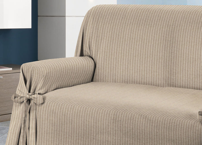 Copridivano Fodera Telo Protezione Divano Con Laccetti Fiocco Disegno Lord - 3 Posti - Tortora