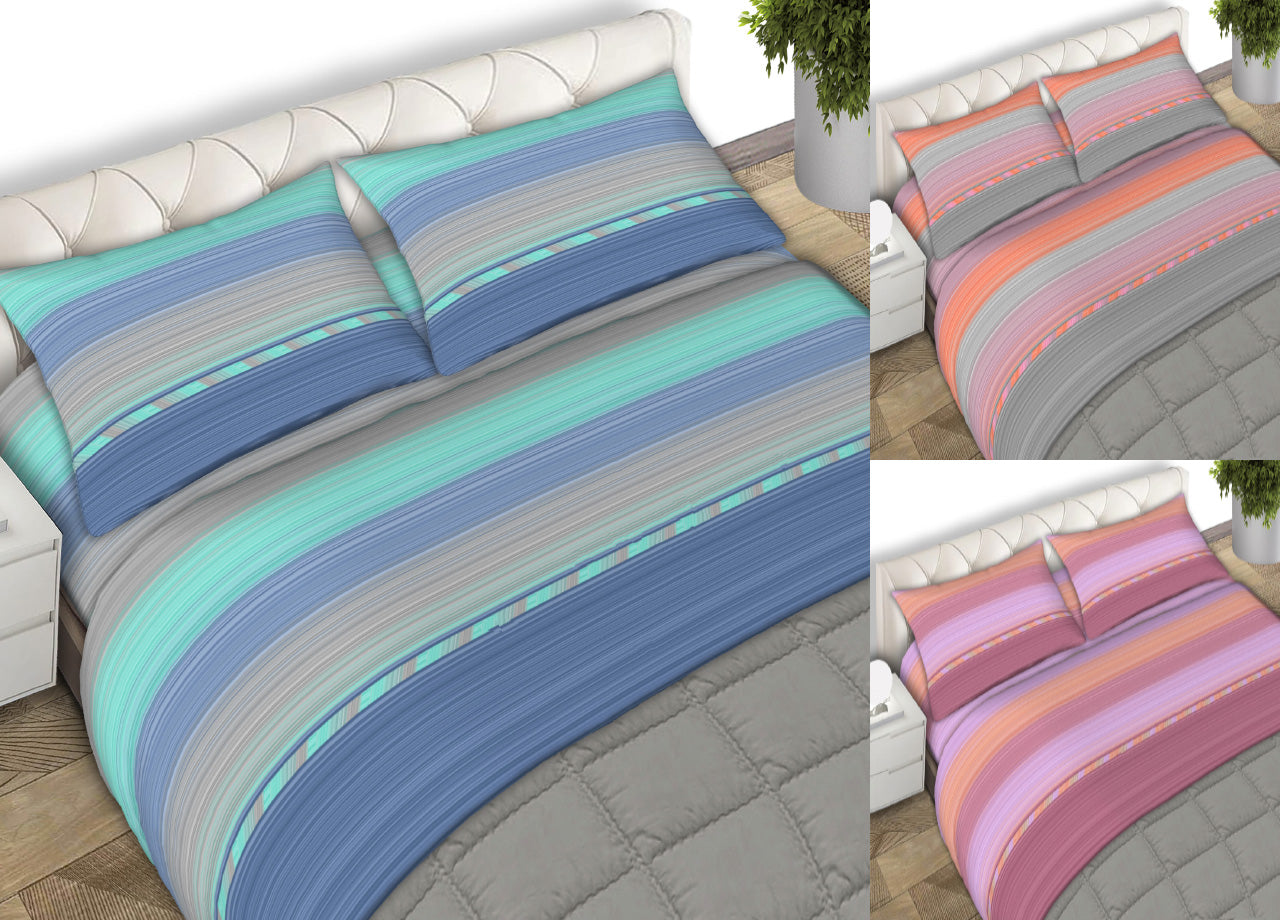 Completo Lenzuola 100% Cotone Made Italy Disegno Frame C.N - Matrimoniale - Grigio