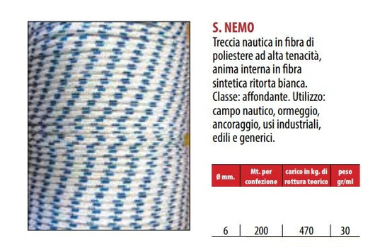 CORDA MM 6 POLIESTERE NAVALE MT.50