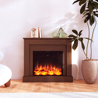 Cornice in legno MDF marrone per caminetto compatibile con inserto elettrico Vulcano da 60 cm di facile montaggio Prodotto in Europa MPC Camillo