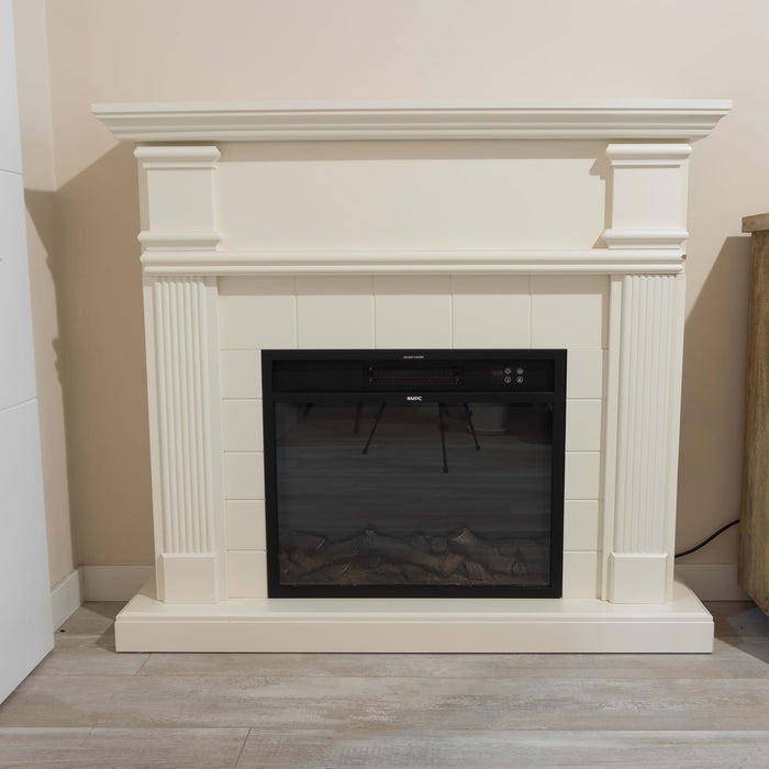 Sined Cornice Camino Caldera Bianco Made In Europe Per Inserto Elettrico Caminetto Vulcano Da 60 Cm o Bruciatore Ispica Da 75 Cm Design Classico Senza Tempo