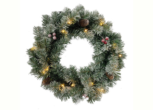 Ghirlanda Natalizia Luminosa Fuori Porta Decorativa Corona Natale Merano - 45cm - Merano