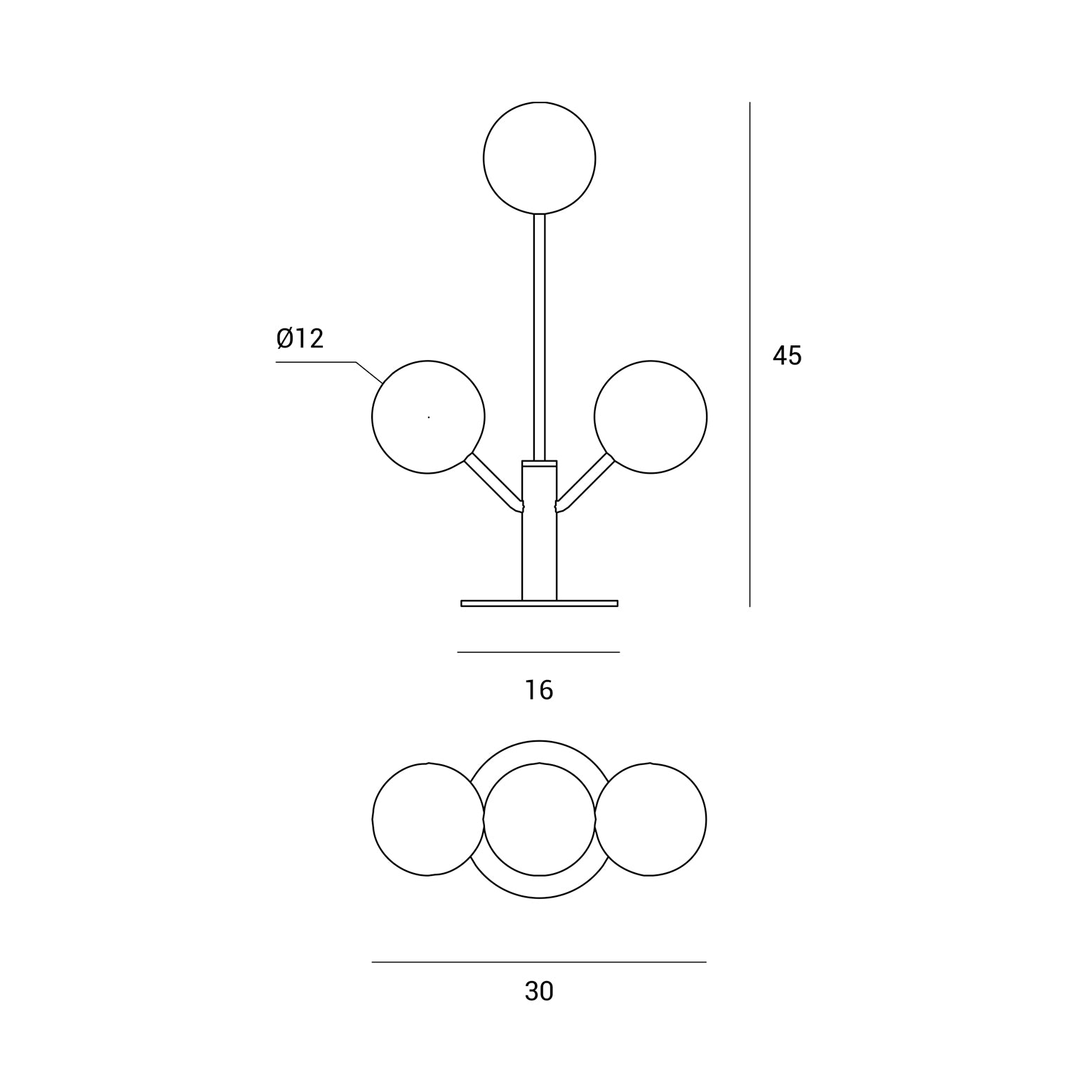 COSMO TAVOLO 3 LUCI VETRO TRASPARENTE STRUTTURA NERA PARTICOLARI ORO ATTACCO G9