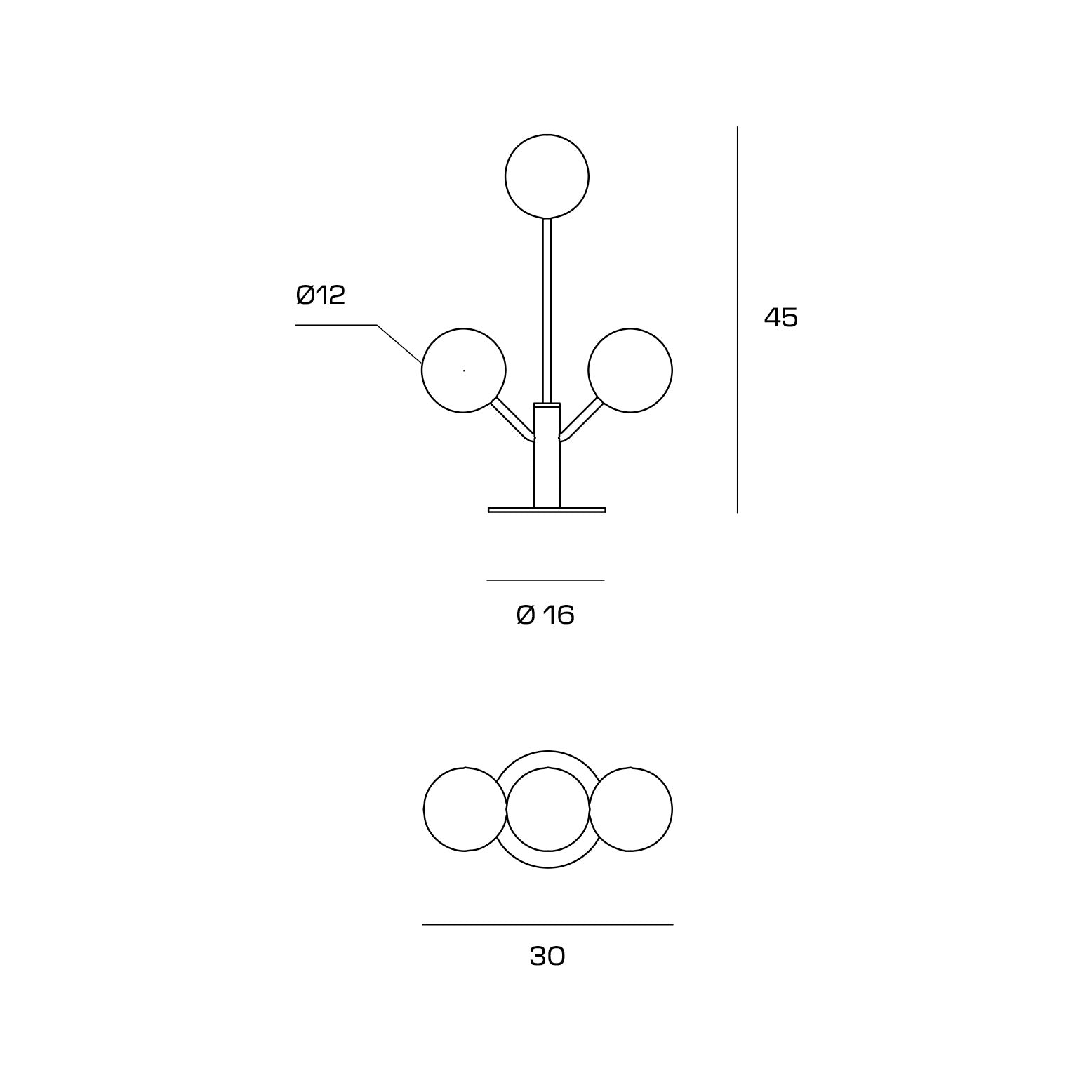 COSMO TAVOLO 3 LUCI VETRO TRASPARENTE STRUTTURA NERA PARTICOLARI ORO ATTACCO G9