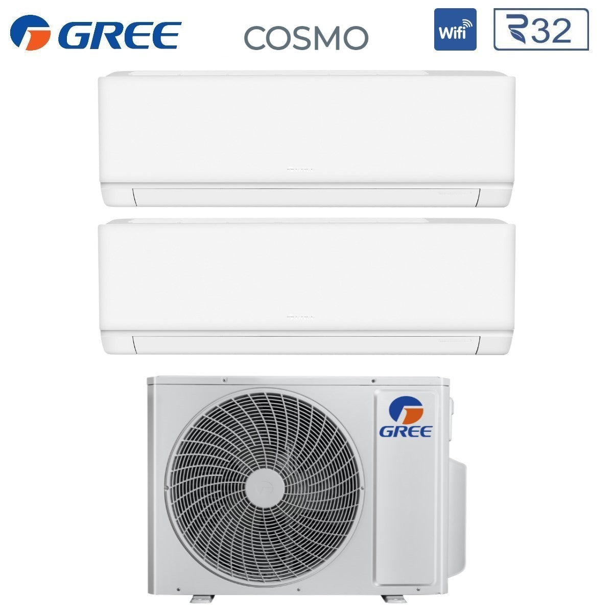Condizionatore Dual Split Gree Cosmo 12+12 con GWHD(18)NK6OO R-32 Wi-Fi Integrato