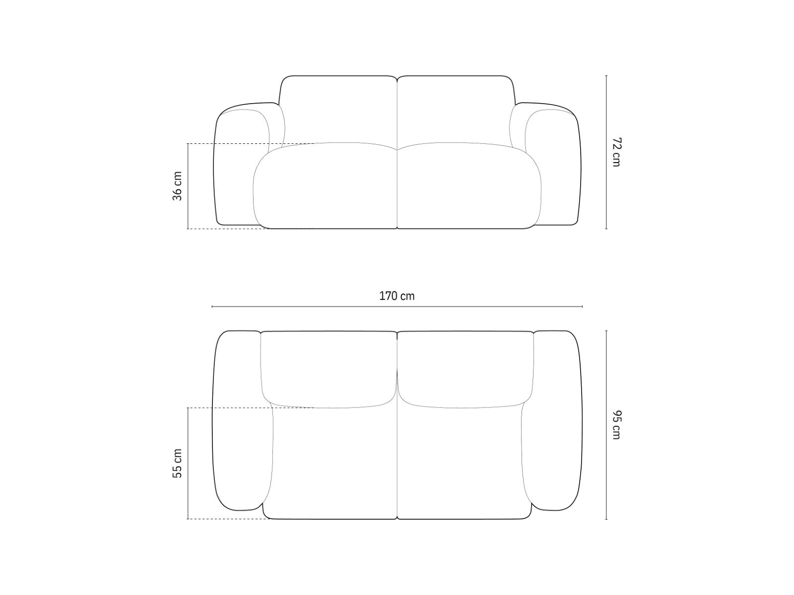 Cosmopolitan Design - Divano "Nolio" 2 posti in ciniglia beige 