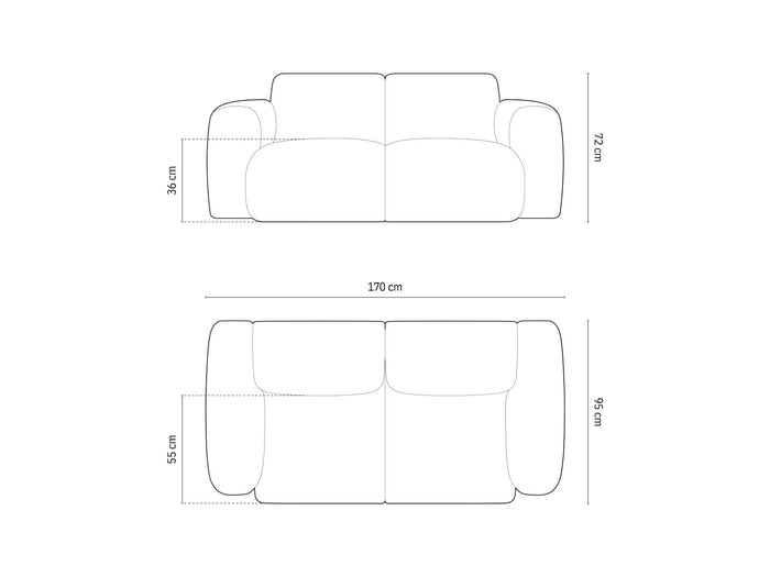 Cosmopolitan Design - Divano "Nolio" 2 posti in ciniglia blu reale 