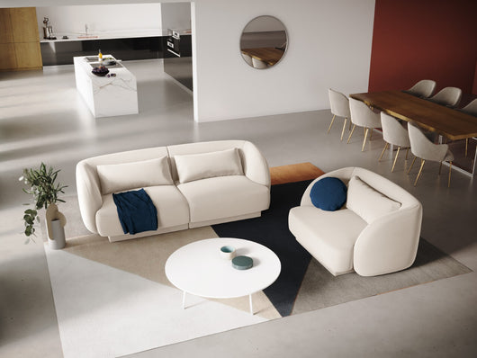 Cosmopolitan Design - Divano "Tulum" 2 posti in velluto beige chiaro 