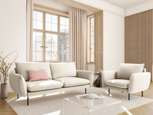 Cosmopolitan Design - Divano "Vienna" 2 posti in bouclé beige 