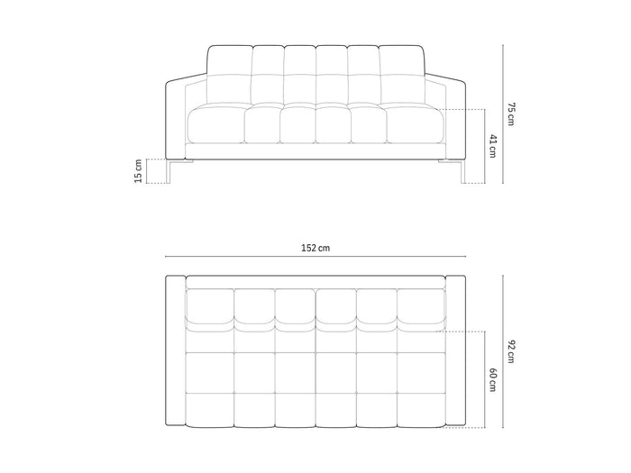 Cosmopolitan Design - Divano "Bali" 2 posti in tessuto strutturato giallo 