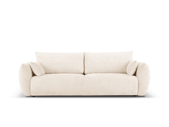 Cosmopolitan Design - Divano convertibile con contenitore "Matera" 3 posti in ciniglia beige chiaro 