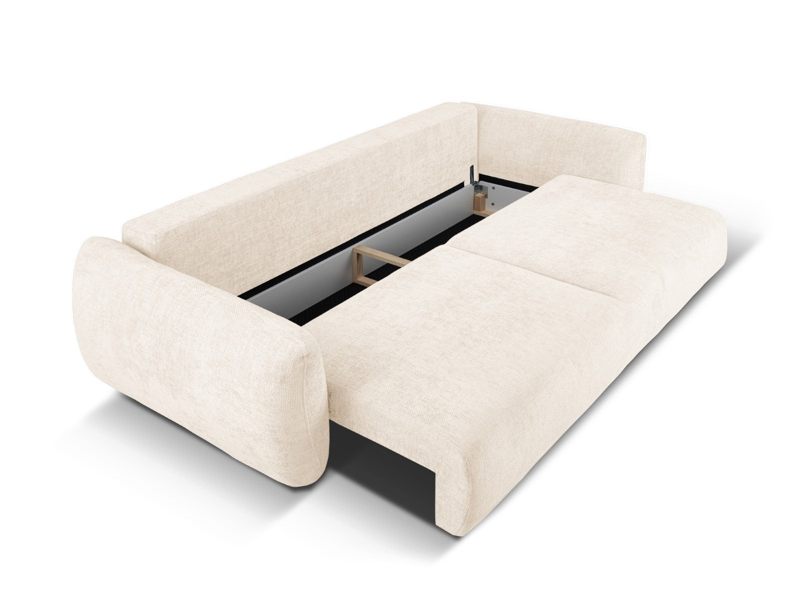 Cosmopolitan Design - Divano convertibile con contenitore "Matera" 3 posti in ciniglia beige chiaro 