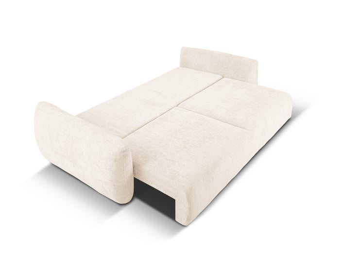 Cosmopolitan Design - Divano convertibile con contenitore "Matera" 3 posti in ciniglia beige chiaro 