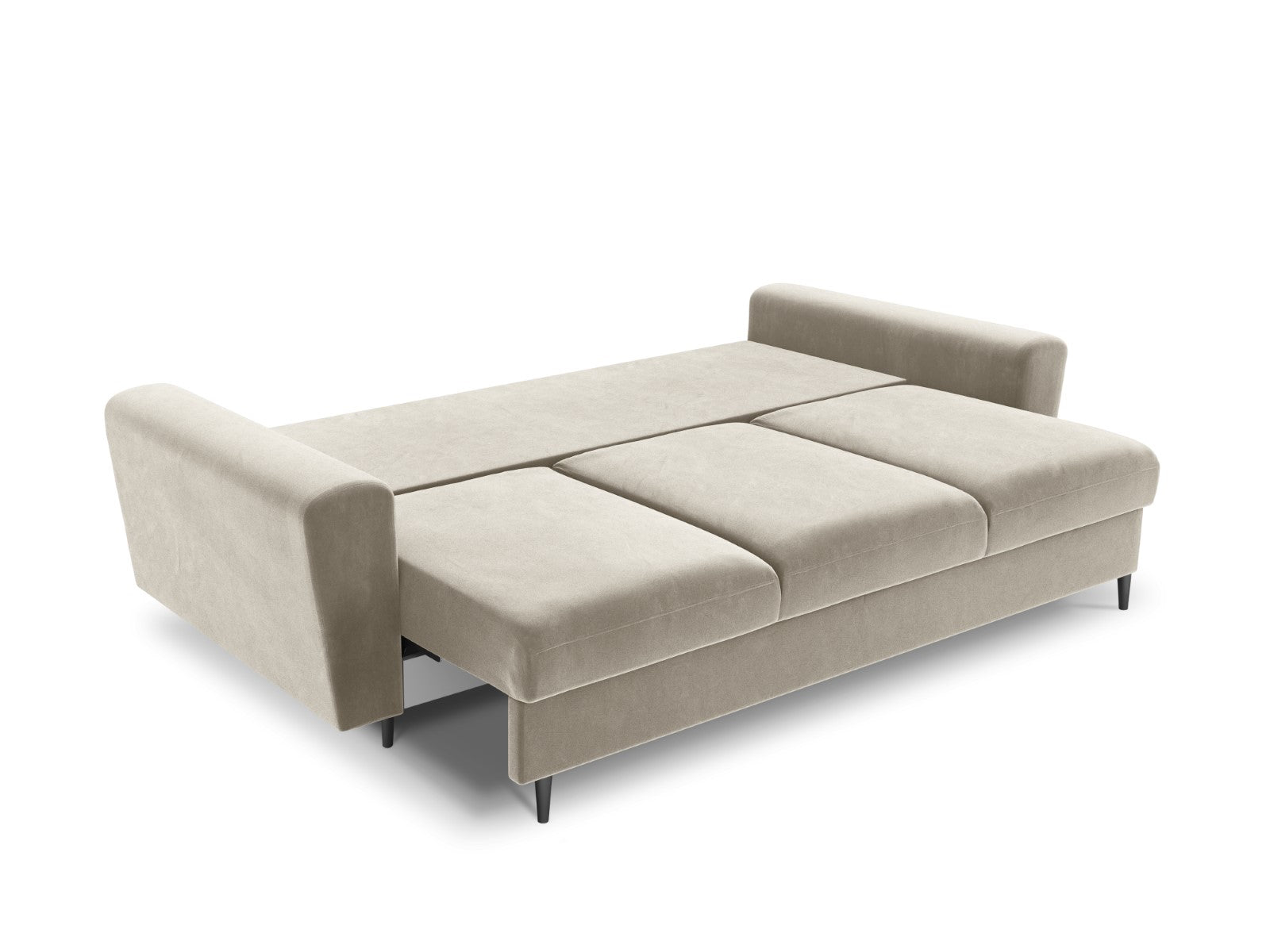 Cosmopolitan Design - Divano convertibile con contenitore "Kyoto" 3 posti in velluto beige chiaro 