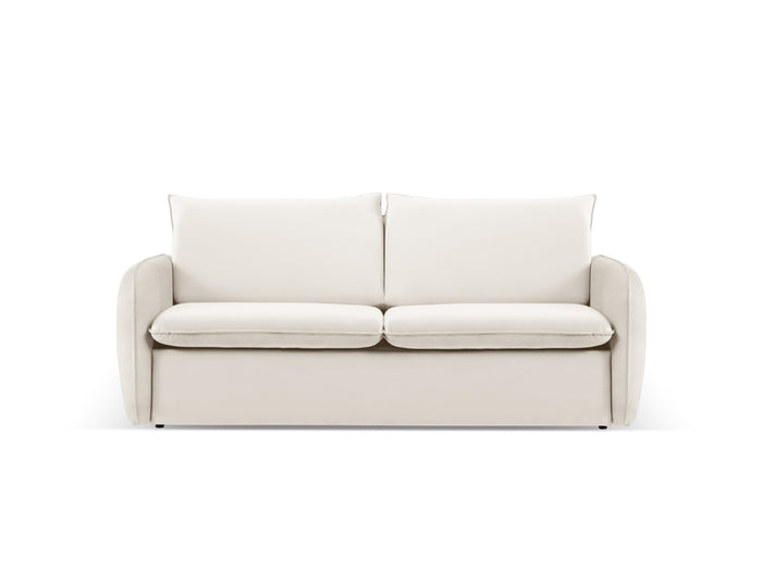 Cosmopolitan Design - Divano convertibile "Vienna" 3 posti in velluto beige chiaro 