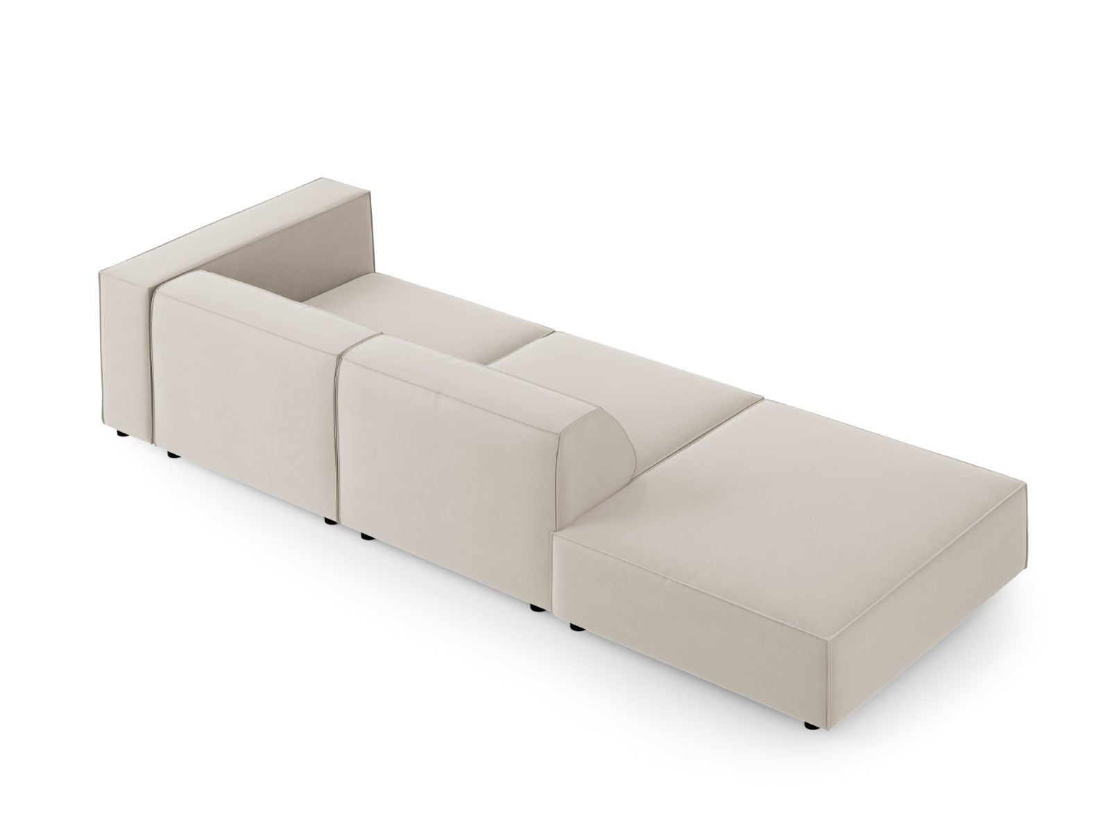 Cosmopolitan Design - Divano sinistro "Arendal" 4 posti in velluto ecru 