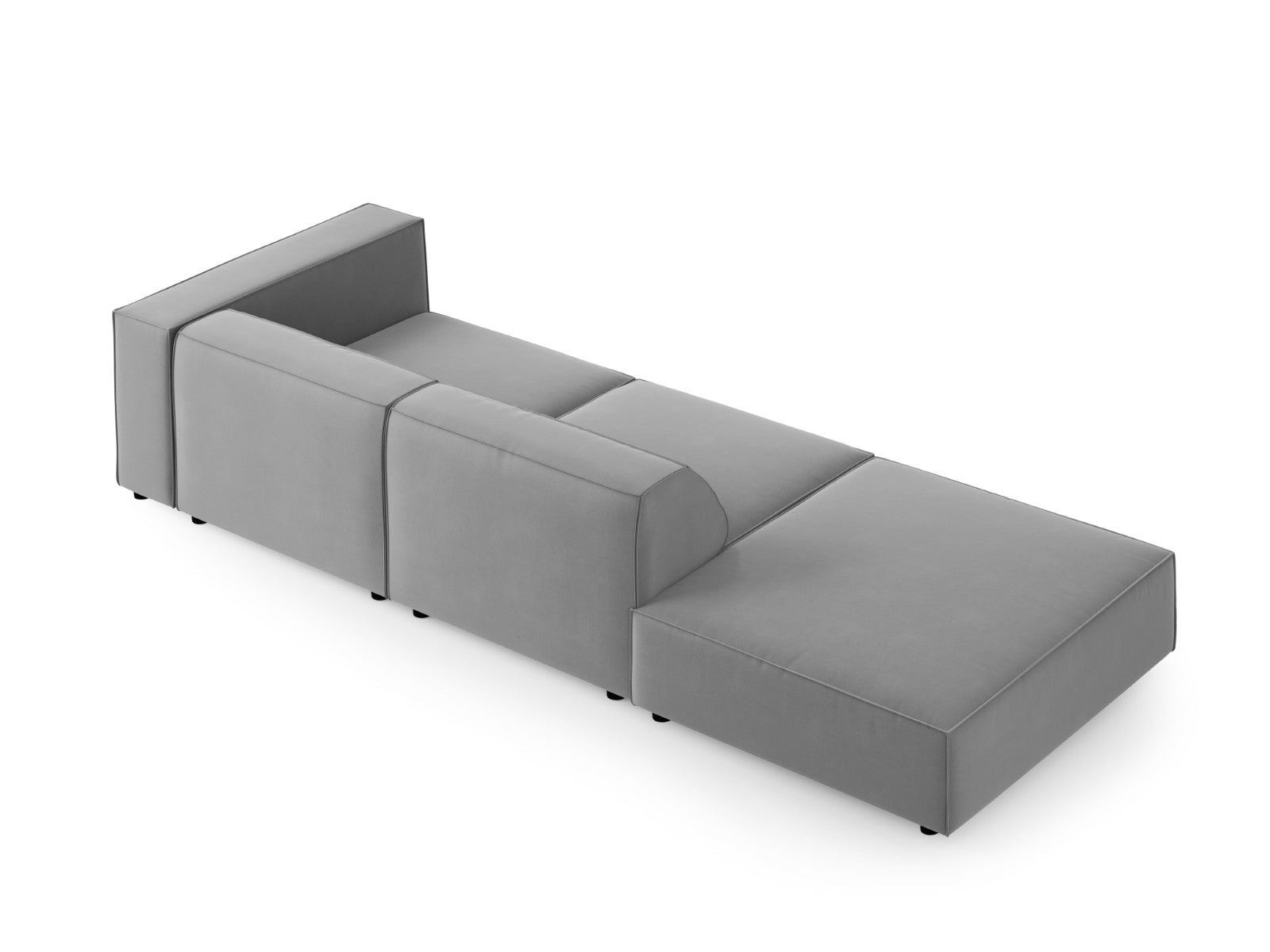 Cosmopolitan Design - Divano sinistro "Arendal" 4 posti in velluto grigio chiaro 