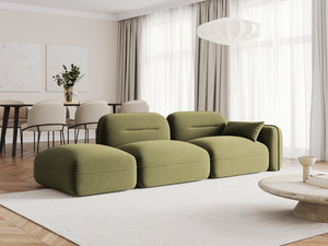 Cosmopolitan Design - Divano modulare sinistro "Sydney" 3 posti in velluto verde chiaro 