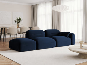 Cosmopolitan Design - Divano modulare sinistro "Sydney" 3 posti in velluto blu reale 