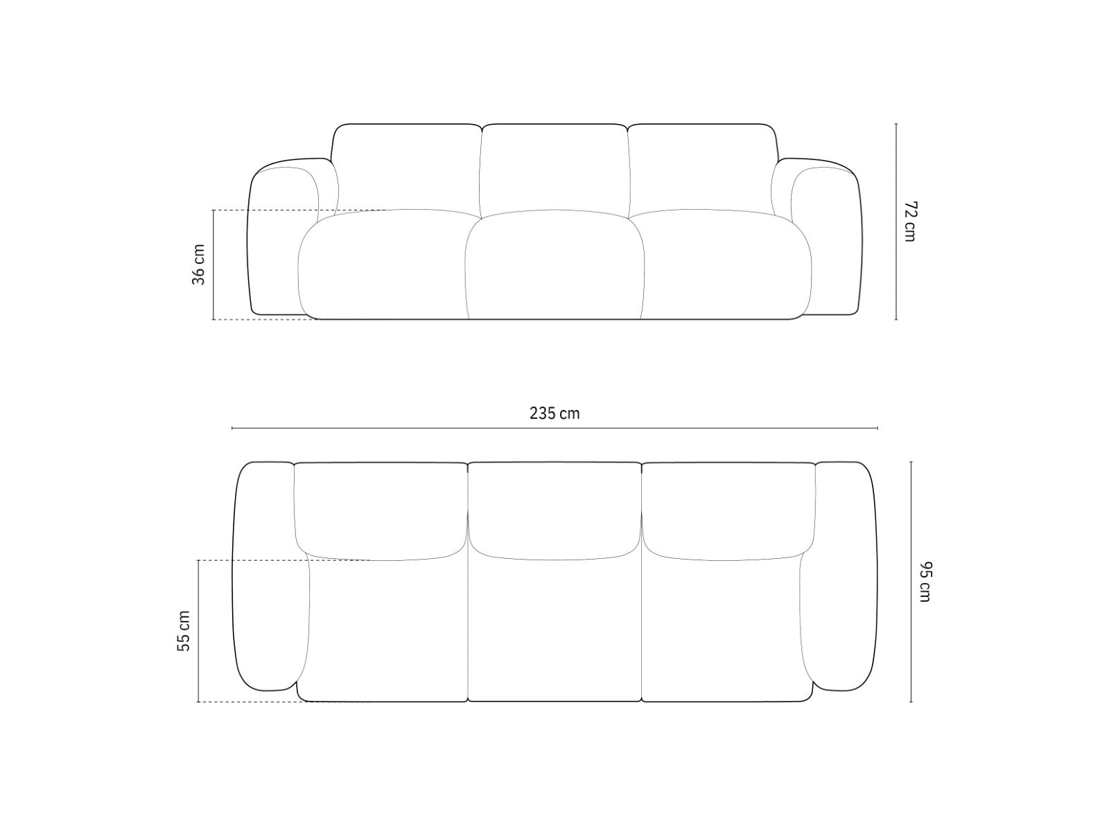 Cosmopolitan Design - Divano "Nolio" 3 posti in ciniglia beige 