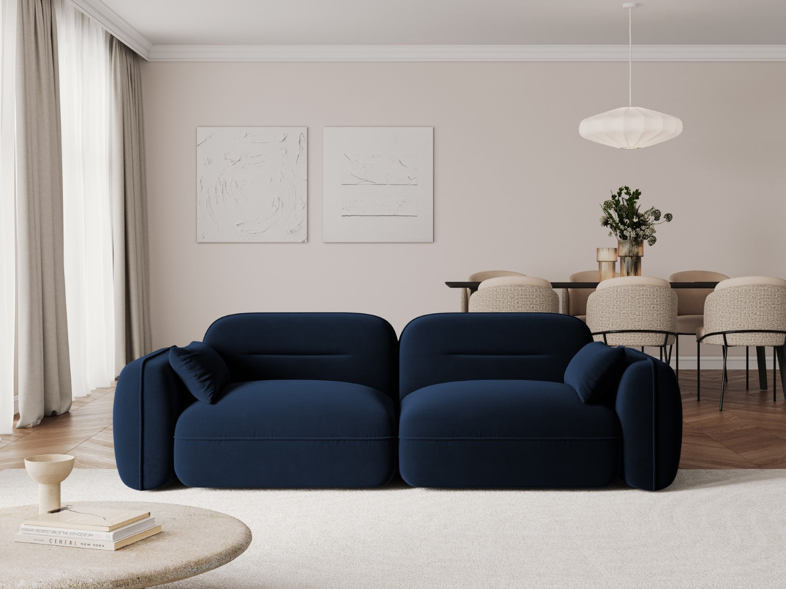 Cosmopolitan Design - Divano modulare "Sydney" 3 posti in velluto blu reale 