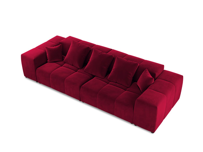 Cosmopolitan Design - Divano modulare "Rome" 3 posti in velluto rosso 