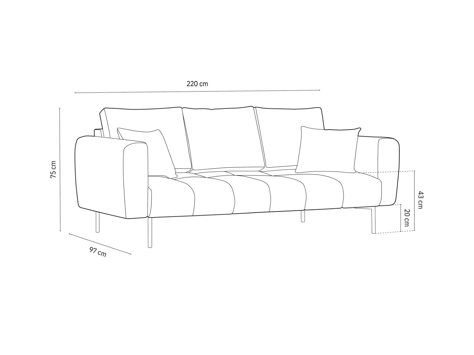 Cosmopolitan Design - Divano "Hastings" 3 posti in velluto blu reale 