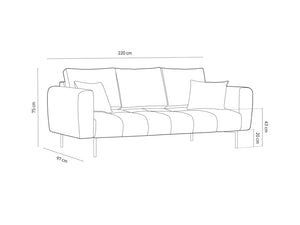 Cosmopolitan Design - Divano "Hastings" 3 posti in velluto grigio 