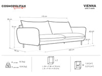Cosmopolitan Design - Divano "Vienna" 3 posti in bouclé grigio 