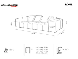 Cosmopolitan Design - Divano modulare "Rome" 3 posti in tessuto strutturato menta 