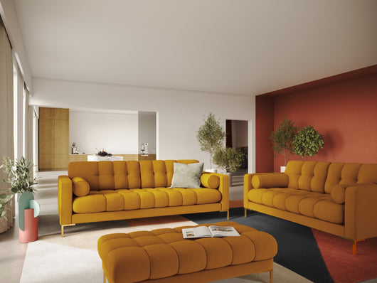 Cosmopolitan Design - Divano "Bali" 3 posti in tessuto strutturato giallo 