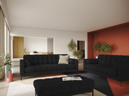 Cosmopolitan Design - Divano "Bali" 3 posti in tessuto strutturato nero 