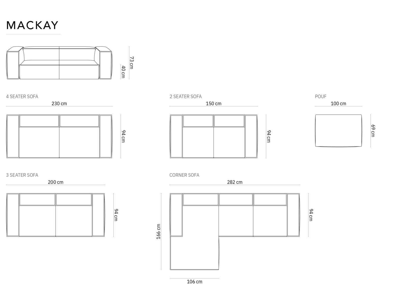 Cosmopolitan Design - Divano "Mackay" 4 posti in velluto sabbia 