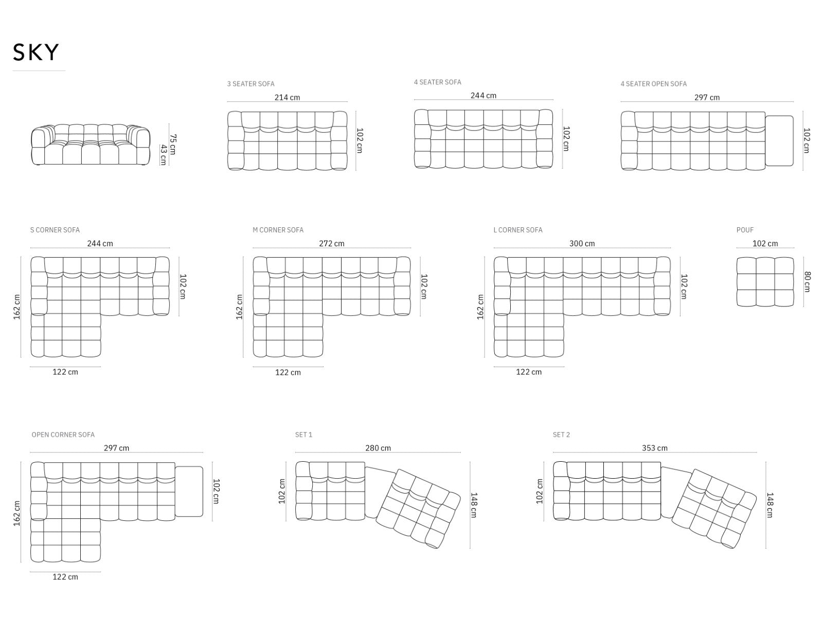 Cosmopolitan Design - Divano modulare "Sky" 4 posti in velluto salmone 