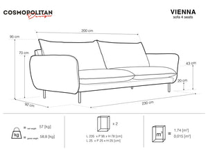 Cosmopolitan Design - Divano "Vienna" 4 posti in tessuto strutturato grigio scuro 