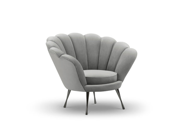 Cosmopolitan Design - Poltrona "Kingston" in velluto grigio scuro 