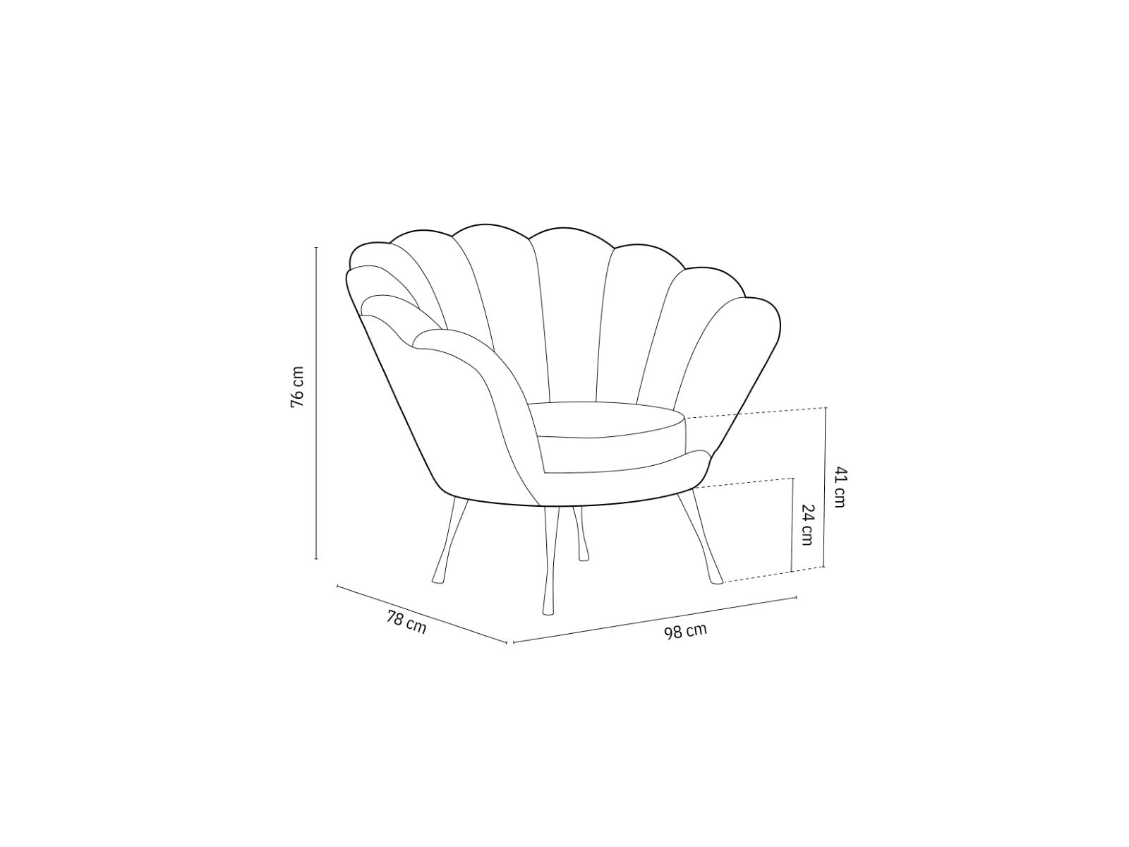 Cosmopolitan Design - Poltrona "Kingston" in velluto grigio scuro 