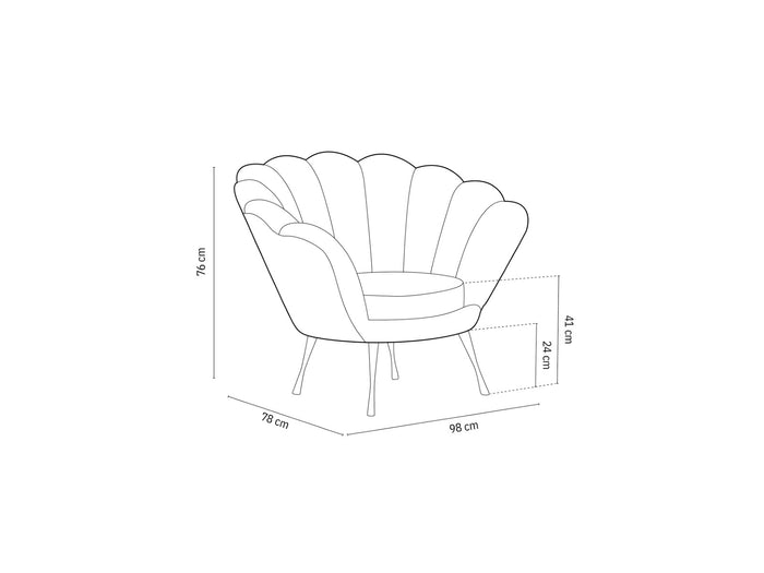 Cosmopolitan Design - Poltrona "Kingston" in velluto grigio scuro 