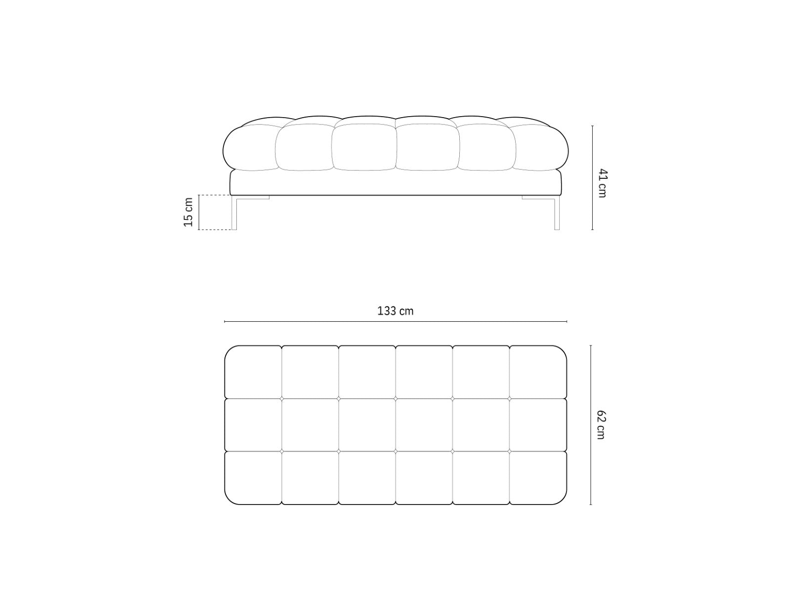 Cosmopolitan Design - Panca "Bali" 2 posti in tessuto strutturato grigio chiaro 